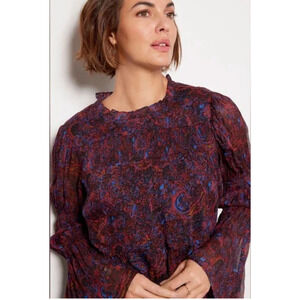 CLEOBELLA NWT Ines Bell Sleeve Ruffle Neck Blouse // S